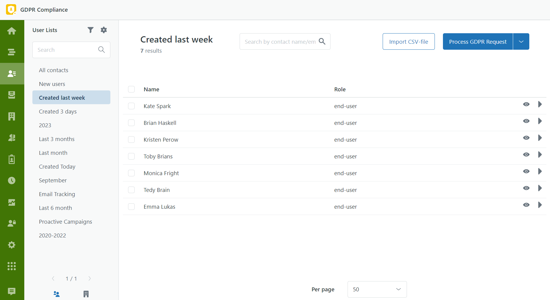 screenshot of GDPR Compliance